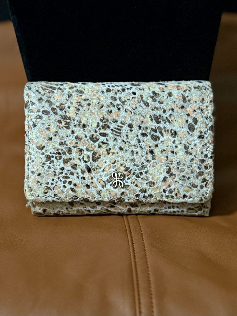 HOBO Jill Small Trifold Leather Wallet Terrazzo Multicolor